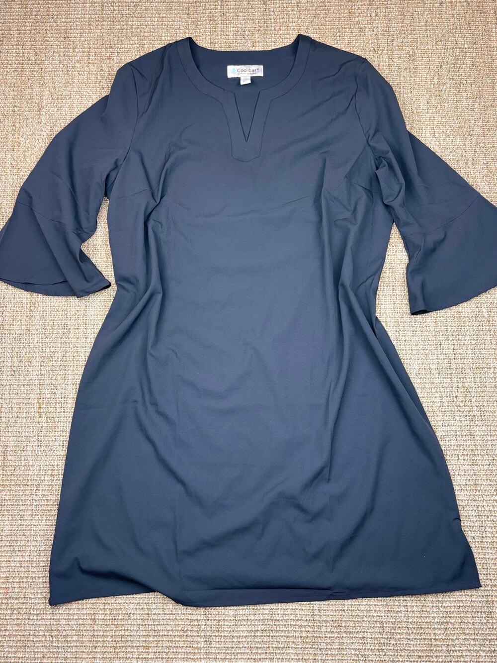 Coolibar UPF 50+ Swim Cover-Up Dress | Size L | Black Bell Sleeve